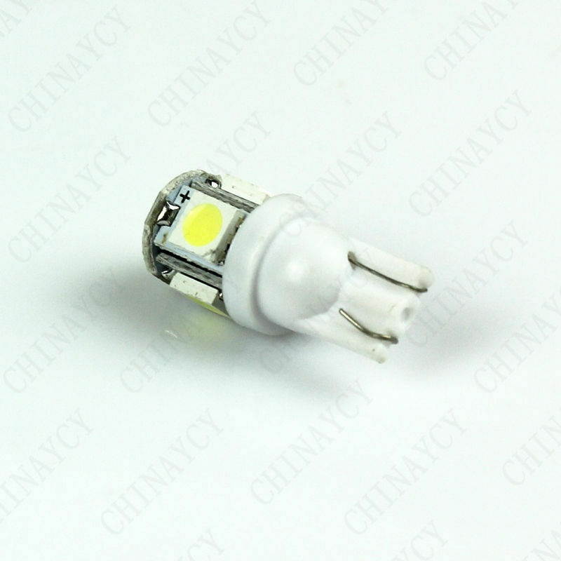 2 x HID White 360&deg; 5-SMD 168 194 2825 LED Bulbs For License Plate Lights