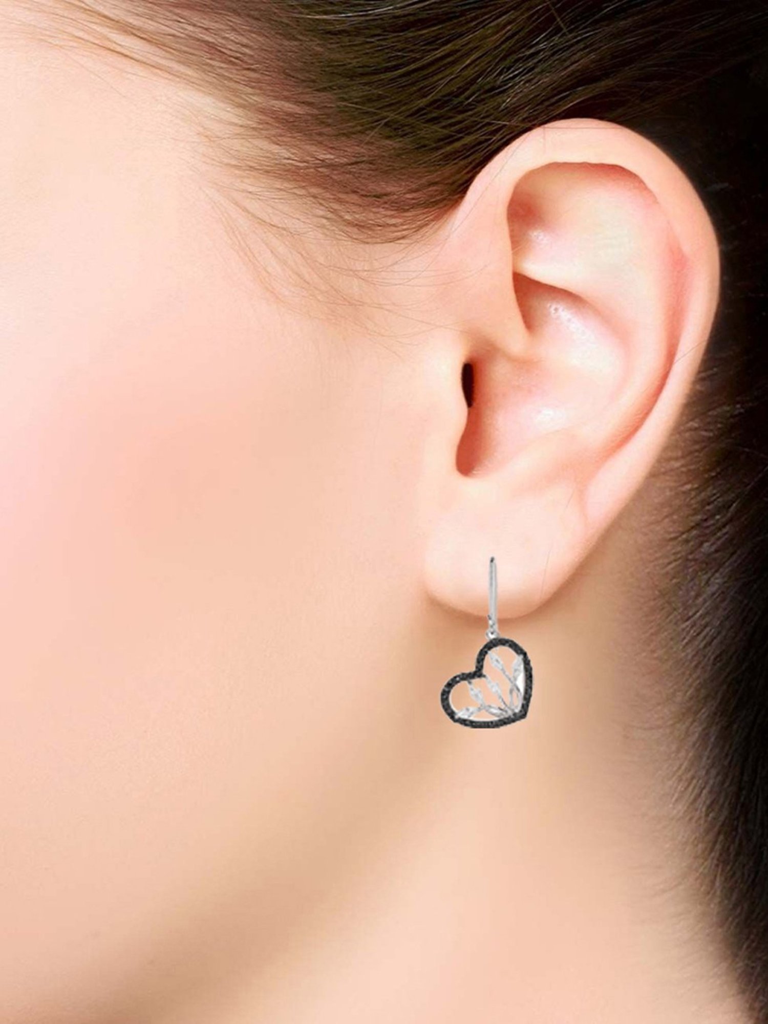 The Real Effect London Intricate & Contemporary 800 Silver Heart Earrings for Women