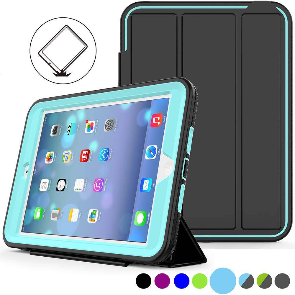 Werleo iPad Mini 1 2 3 Case Three Layer Shock Proof Protective Case for Kids Adults Smart Cover Auto Sleep Wake & PU Leather Folio Stand Function iPad Mini 1st 2nd 3rd Generation