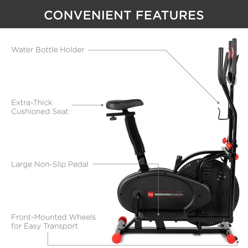 Body Flex Sports Body Rider BRF700 Stationary Full Body Cardio Exercise Upright Fan Bike with Dual Action Handlebars and Adjustable Seat
