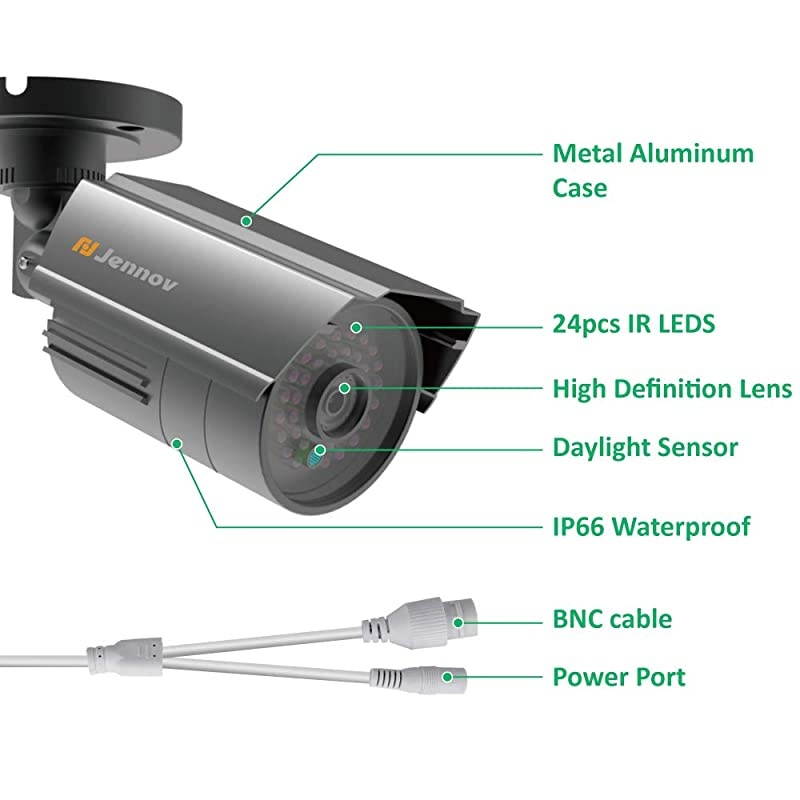 CCTV Security Camera System,  8CH H.264+ Home Surveillance Security DVR Kit with 1TB HDD, 4PCS 5MP Outdoor Bullet Cameras Waterproof,Audio Recording,Email Alert,24/7 Home Business Monitoring