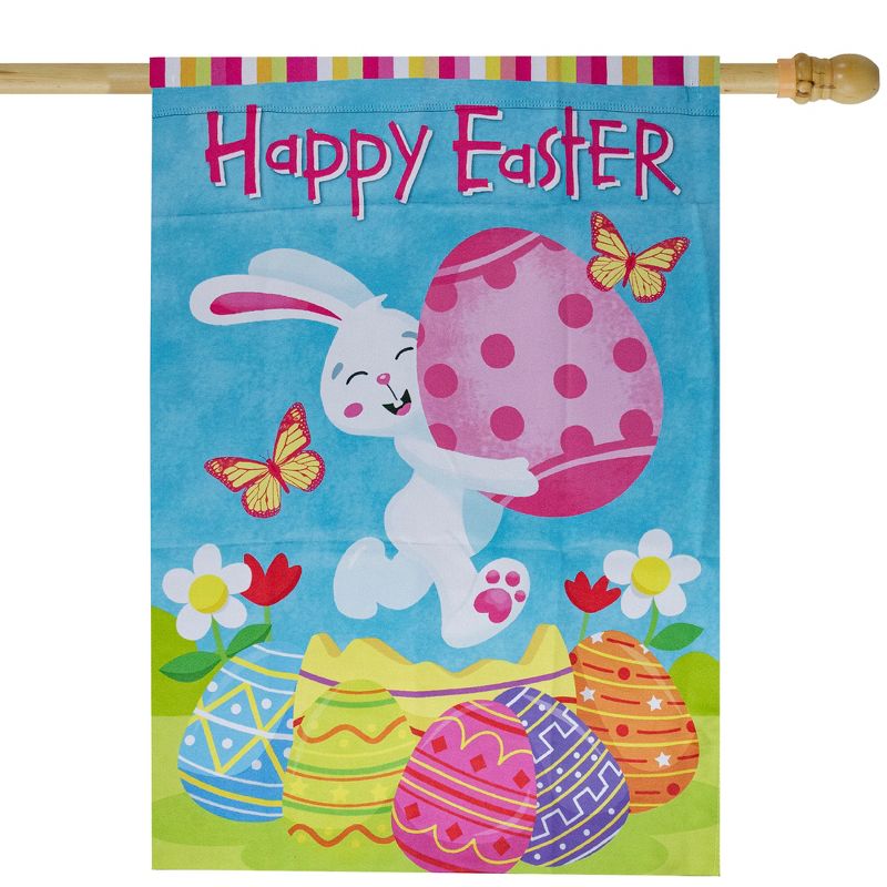 Northlight Happy Easter Bunny with Eggs Outdoor House Flag 28" x 40"
