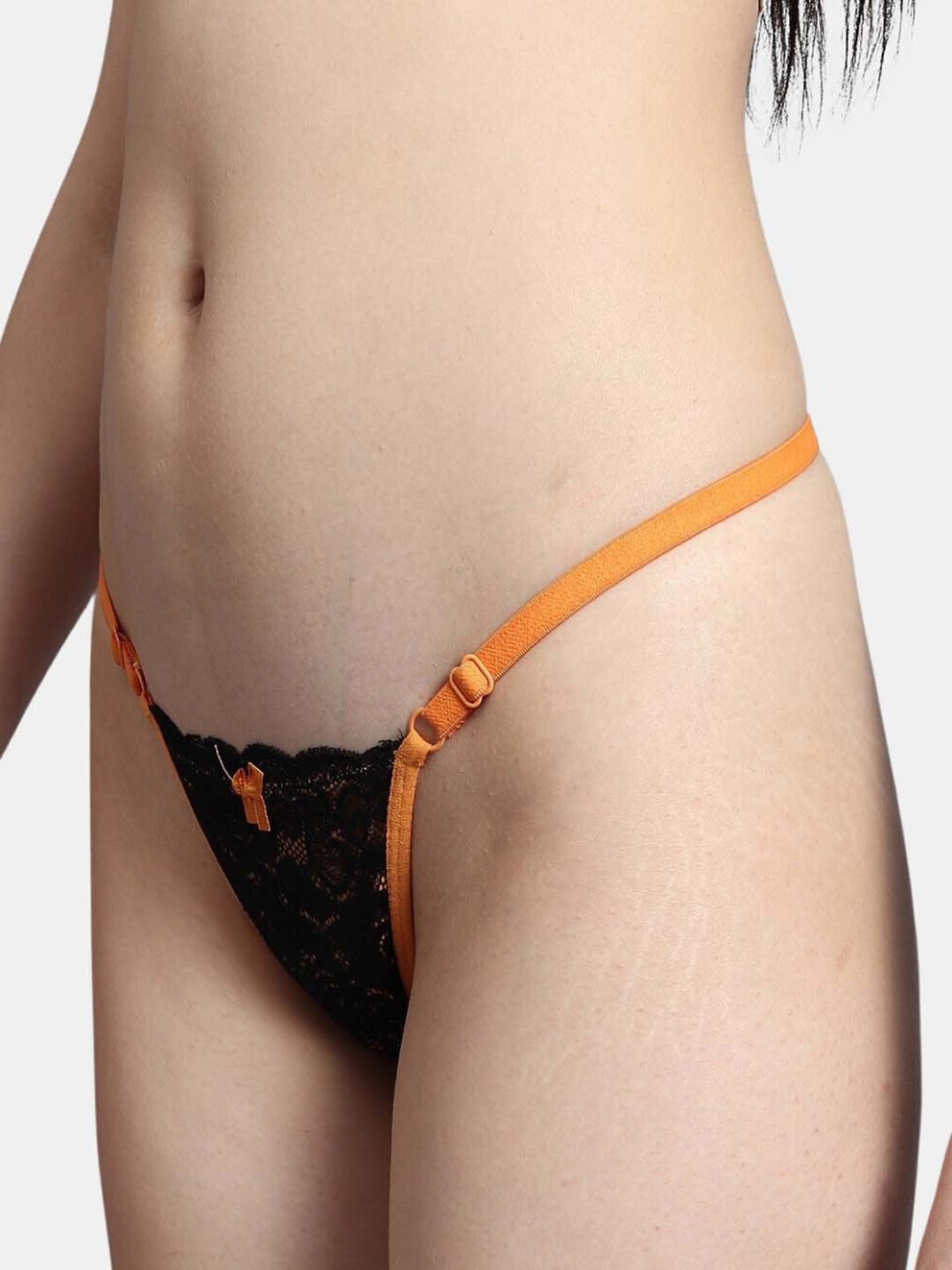 Bleeding Heart Black & Yellow Lace Work Panty
