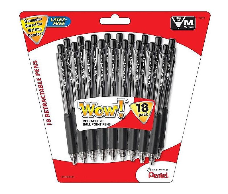 Pentel WOW! Retractable Ballpoint Pens Medium Point Black Ink 711766