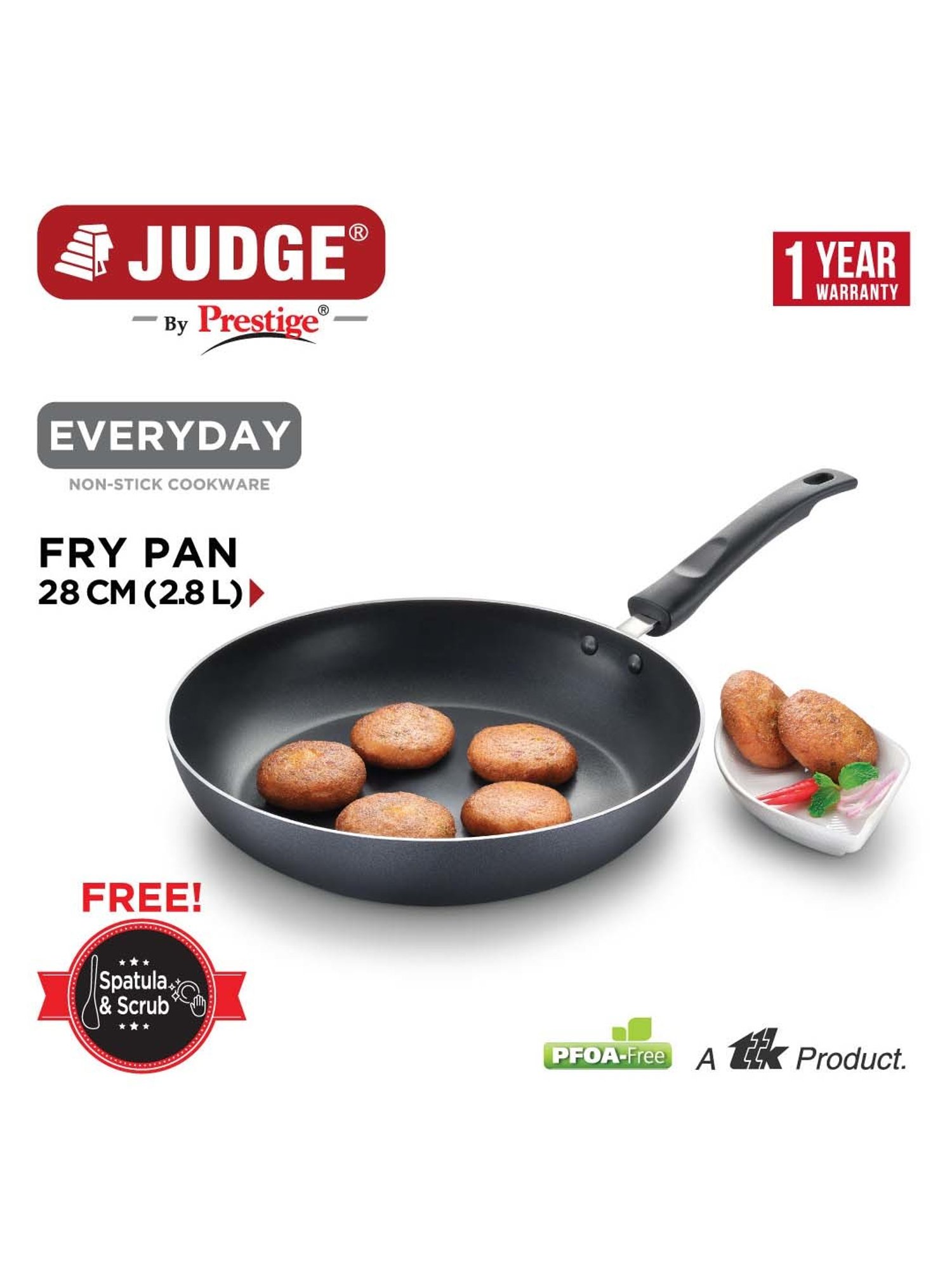 JUDGE Everyday Black Aluminium 28 cm Cookware Fry Pan (2.8 L)