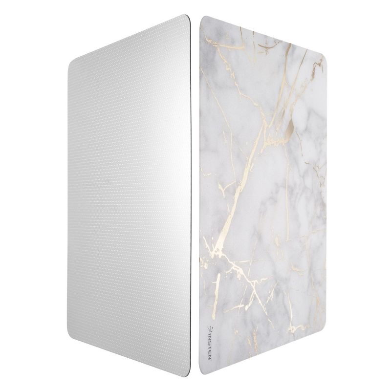 INSTEN Ultra Thin Reflective Anti-Slip Marble Mouse Pad, White/ Gold Marble