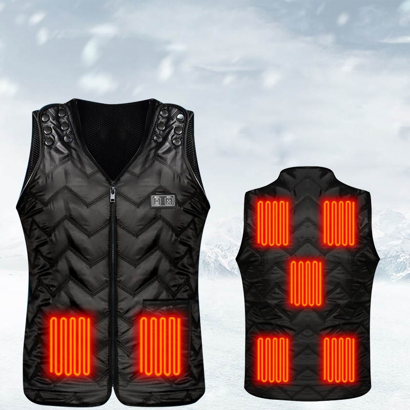 Electric Heating Vest Charging Heating Warm Clothes Temperature Control Smart Electric Heating Vest For Winter-L/7 Heating Area