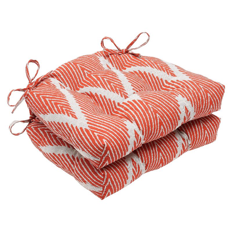Orange Bali Mandarin Reversible Chair Pad (Set Of 2) (16"X15.5") - Pillow Perfect