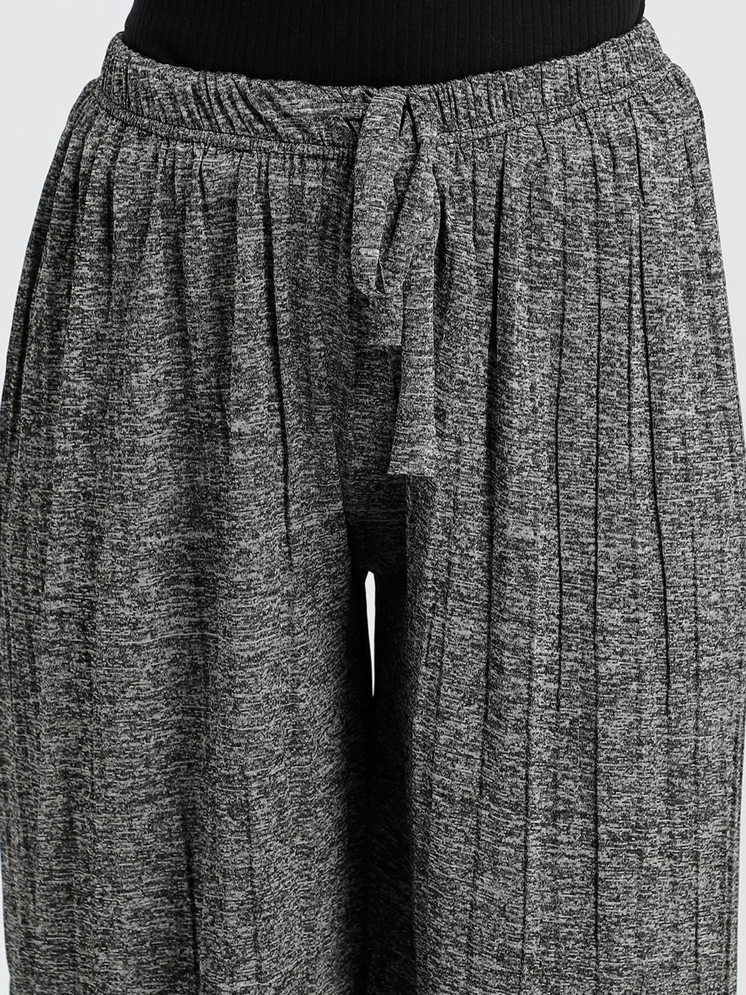 Aditi Wasan Dark Grey Regular Fit Mid Rise Cropped Palazzos