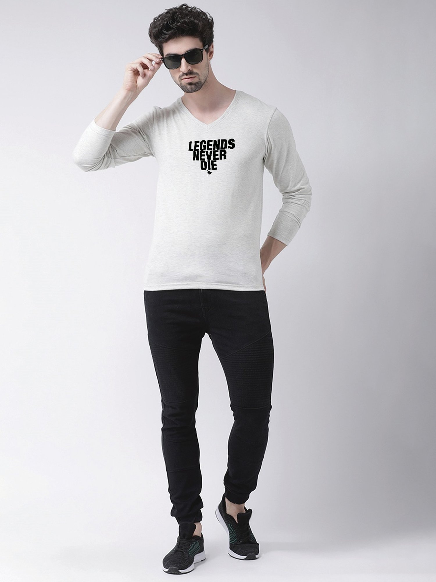 Friskers Grey Cotton Slim Fit Printed T-Shirt