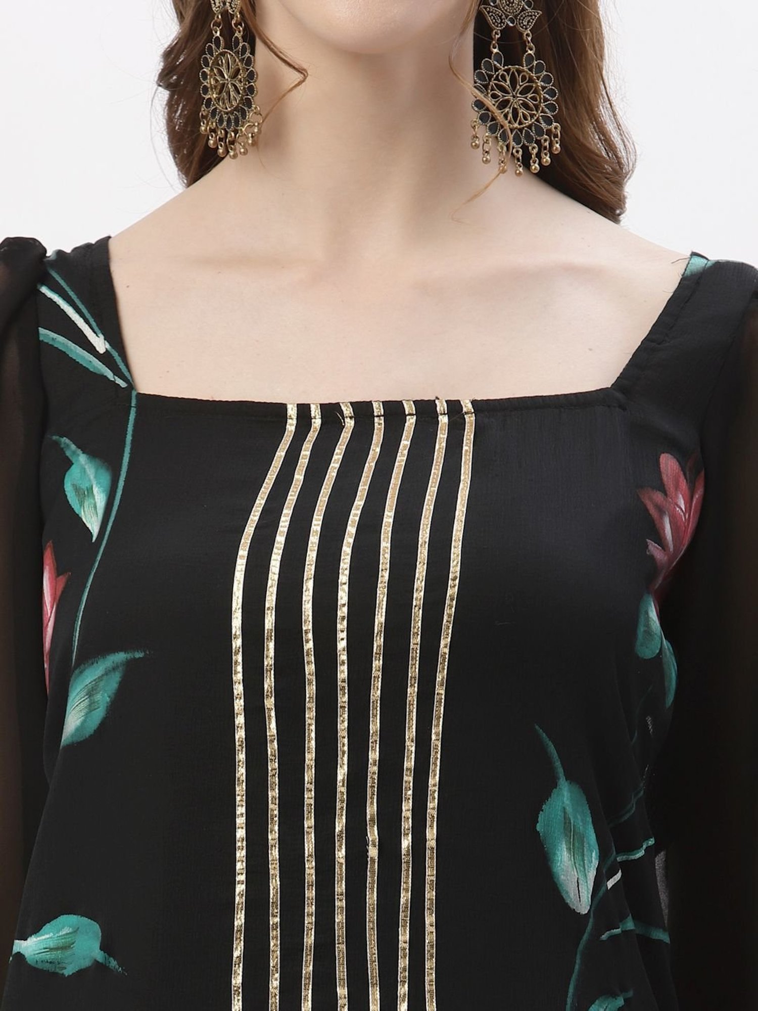 studiorasa Black Printed Kurti Sharara Set