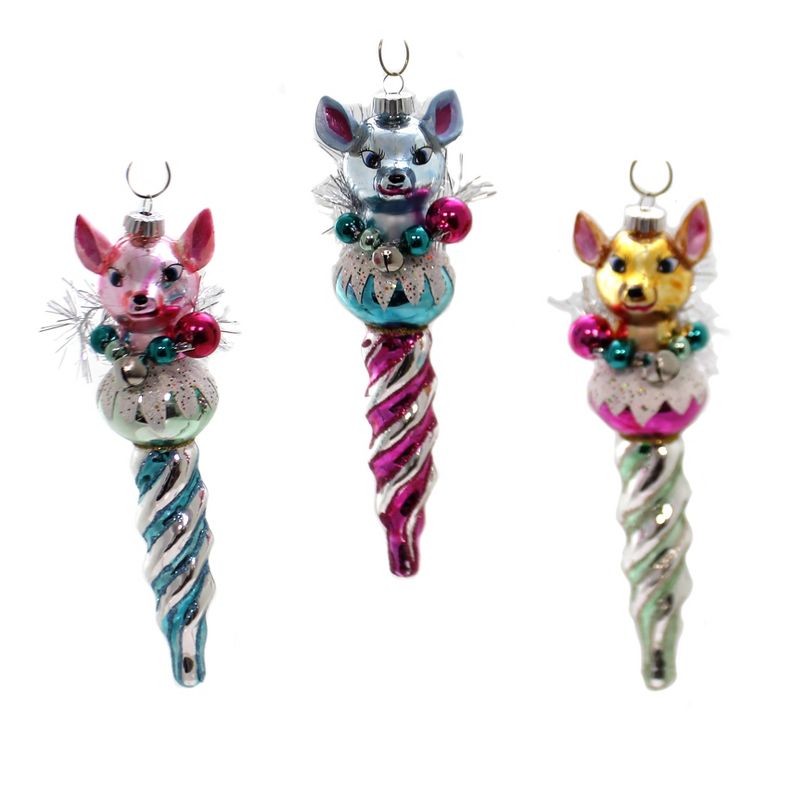 Shiny Brite 6.5" Vc Figure Icicles Reindeer Ornaments  -  Ornament Sets