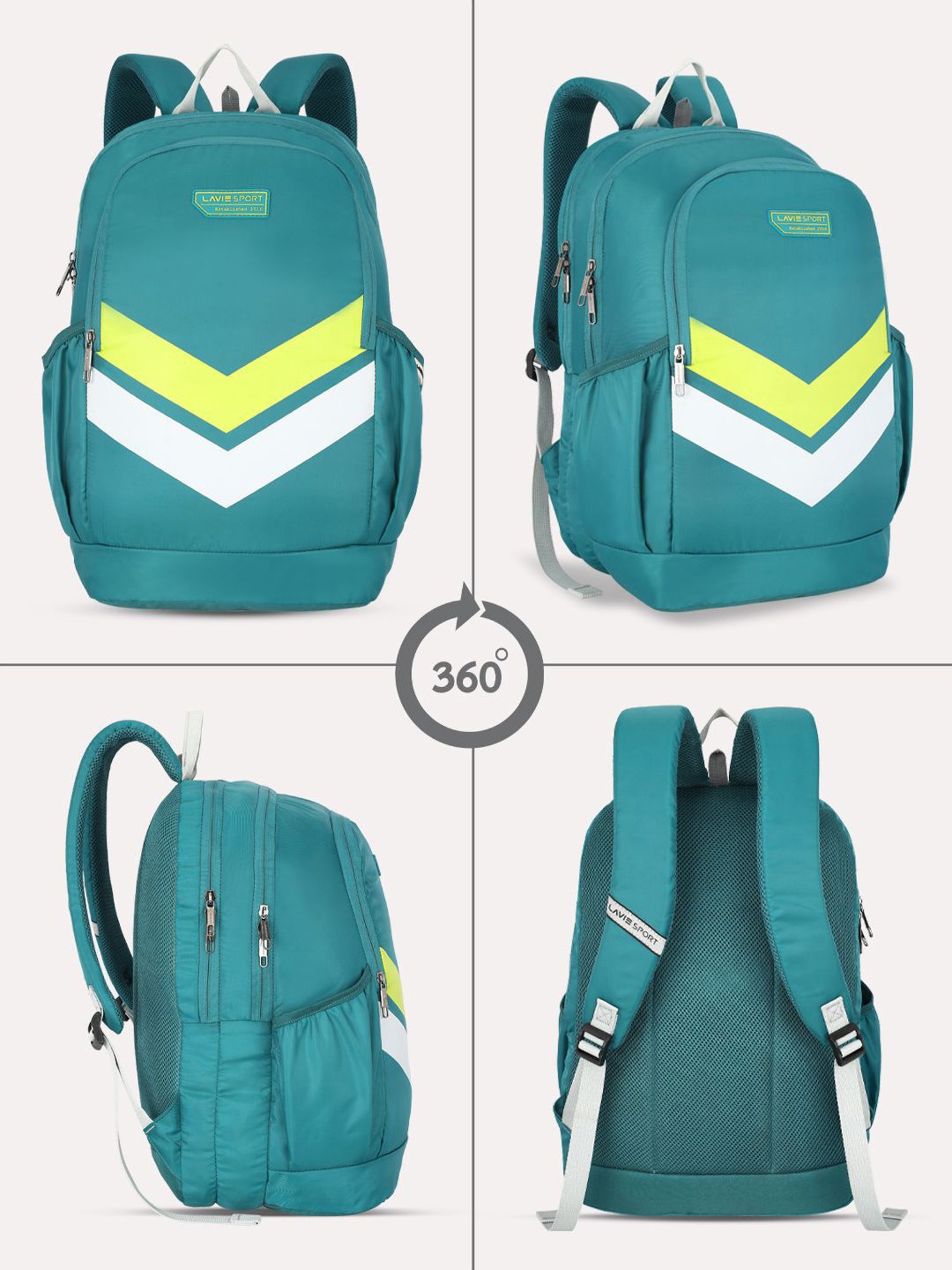 Lavie Sport Chevron 33L College Laptop Backpack with Rain cover For Boys & Girls|Men & Women (Teal)