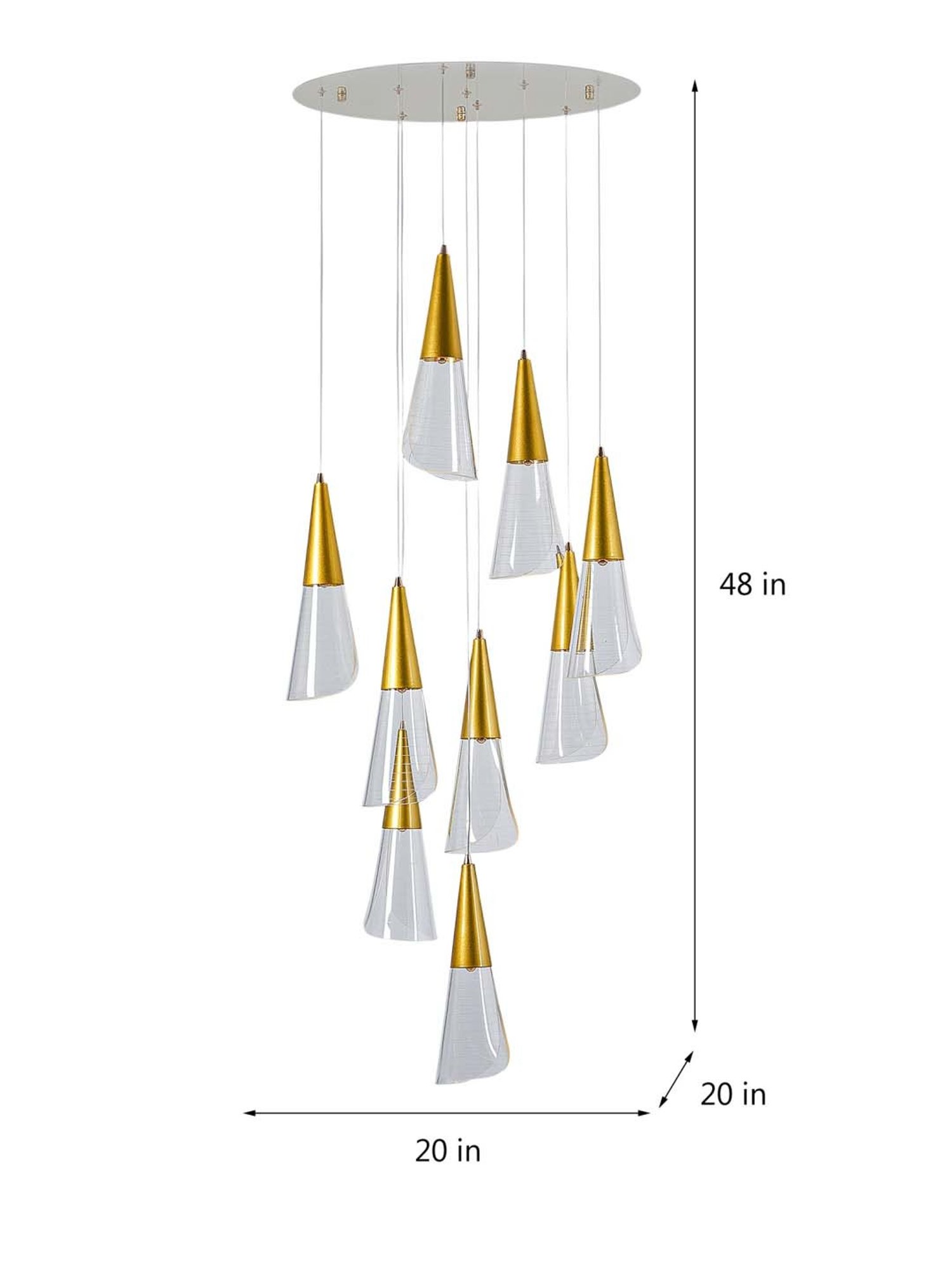 Kapoor E Illuminations 'Blenheim' White & Golden Acrylic 9-In-1 Led Chandelier