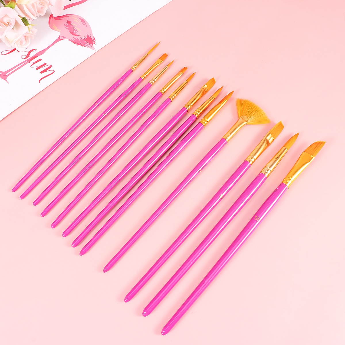 12pcs Professional Paint Brushes Set Watercolor Painting Brush Different Shapes Drawing Brushes Painting Kit for Students Artists (Black)