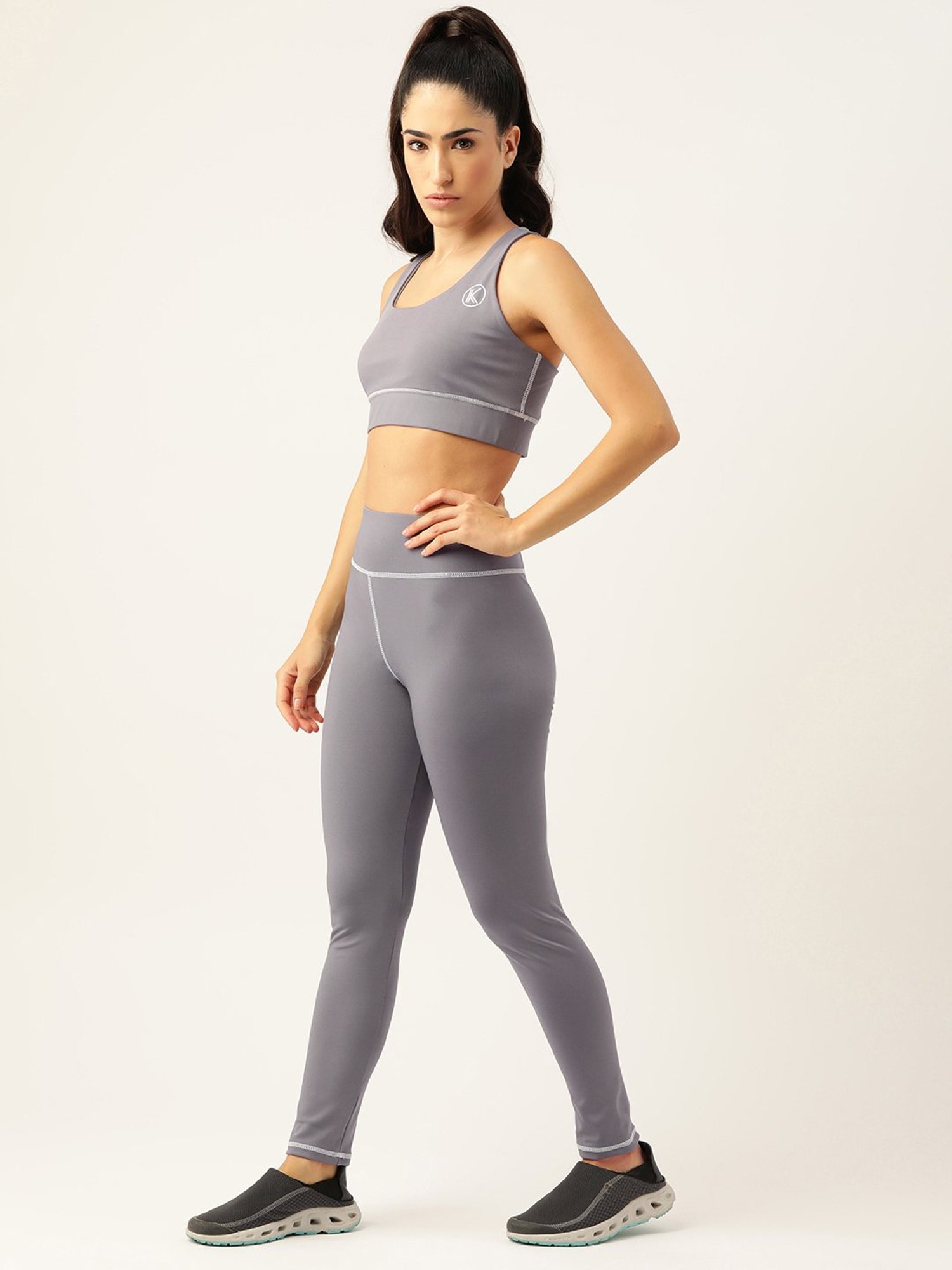 Kotty Light Grey Polyester Logo Print Tracksuit