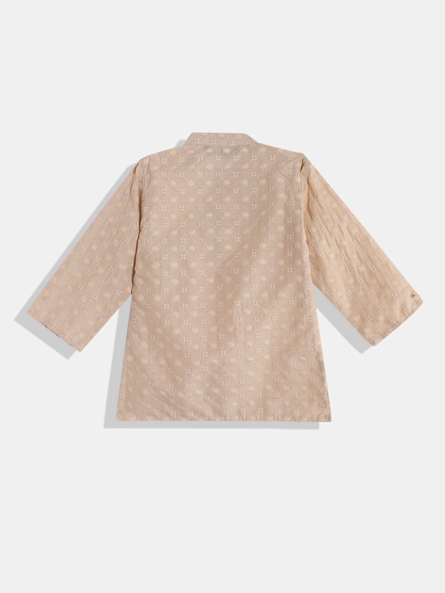 READIPRINT FASHIONS Kids Beige & White Embroidered Full Sleeves Kurta with Pyjamas
