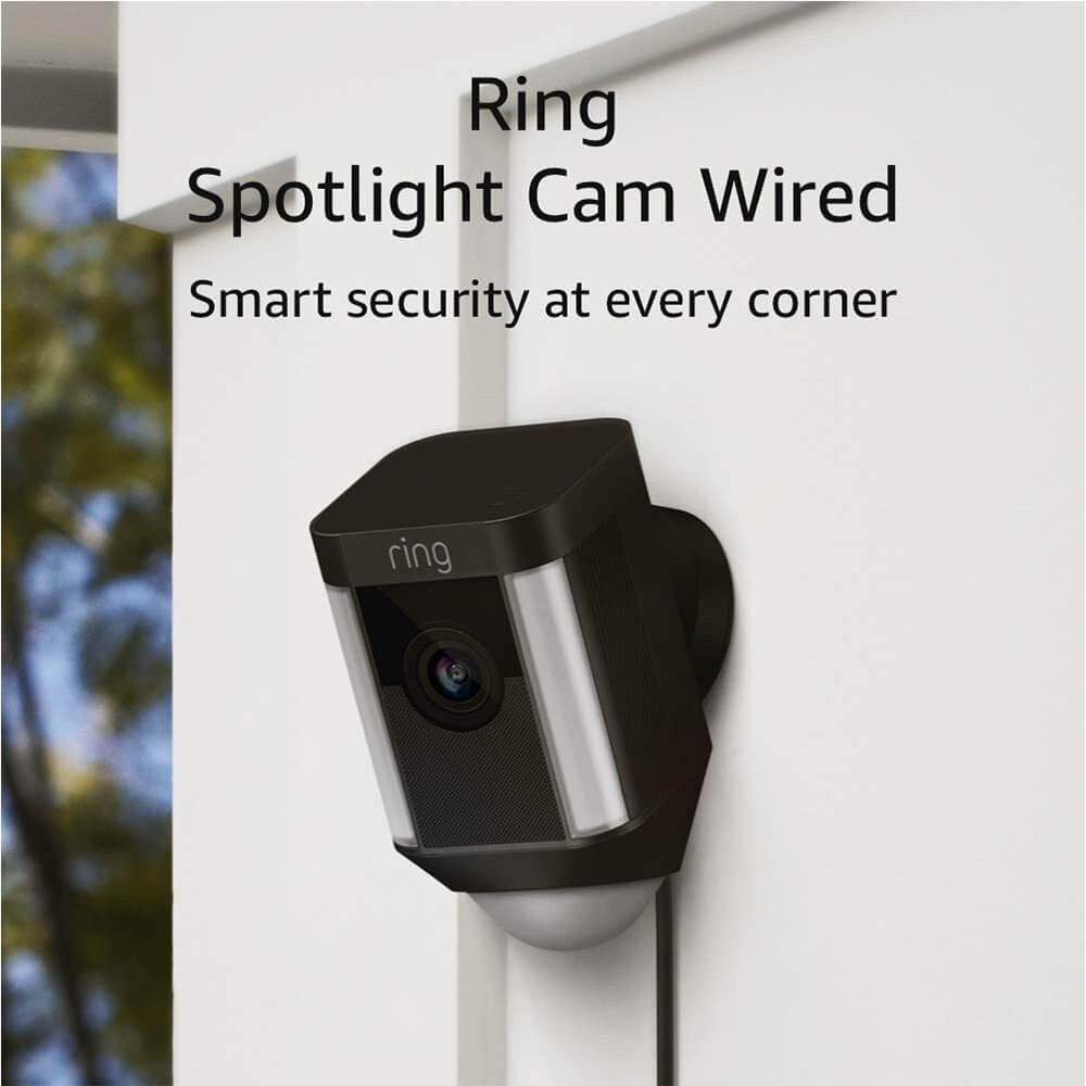 Ring Spotlight Cam Wired, HD Two Way Talk Security Camera Black