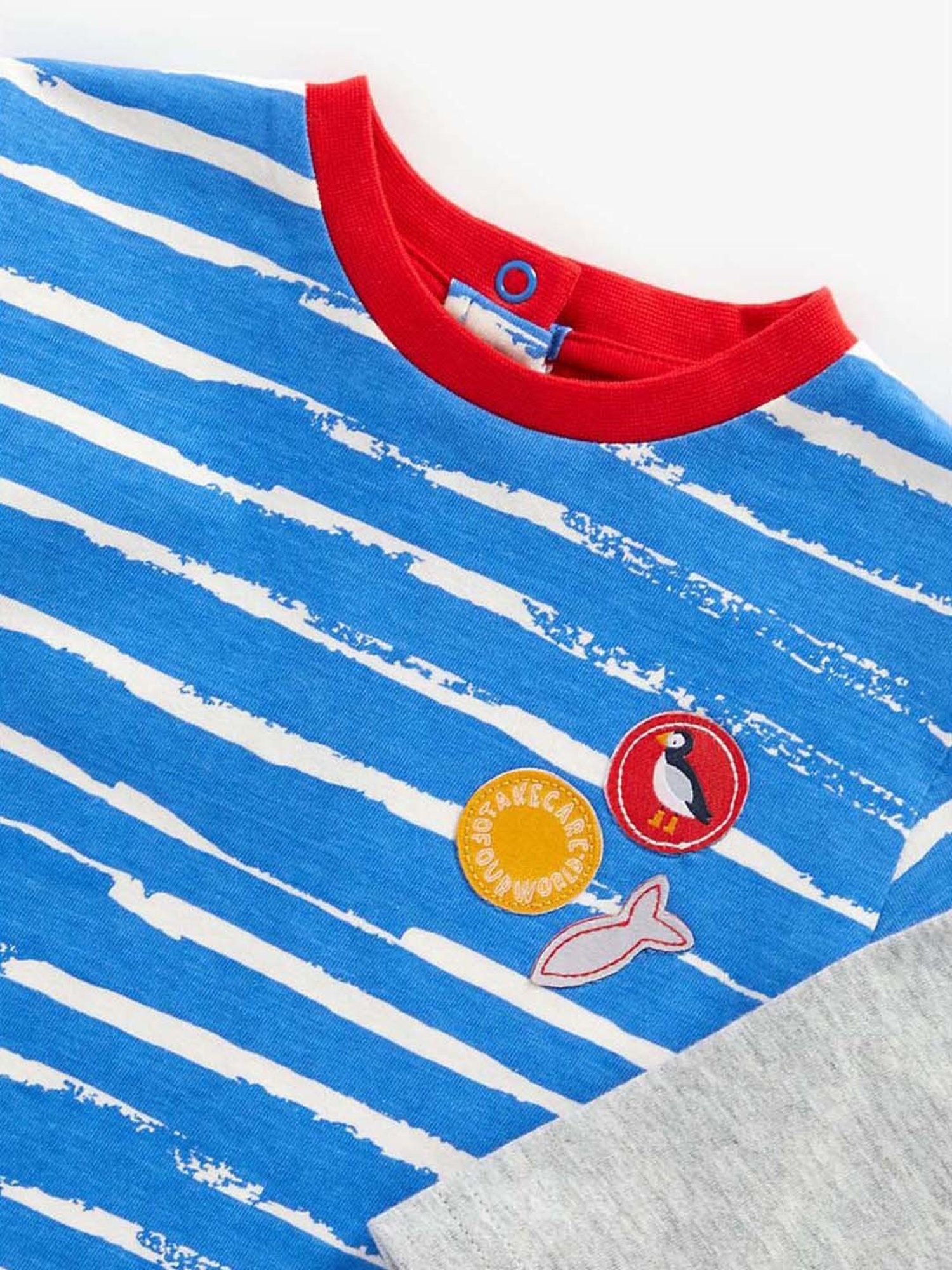 Mothercare Kids Blue & Grey Cotton Striped Full Sleeves T-Shirt