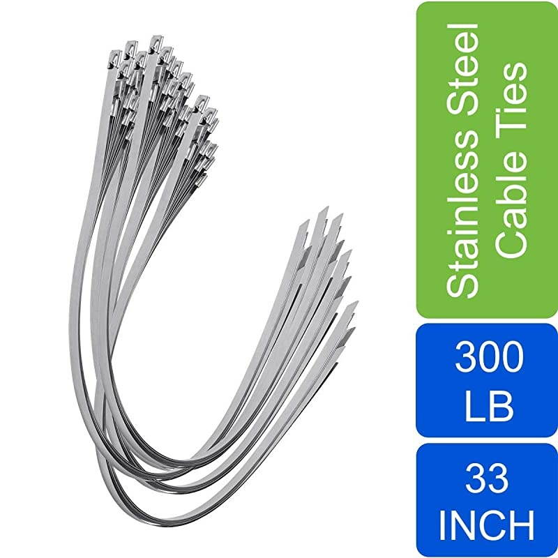 Supreme 316 Stainless Steel Cable Zip Ties, 300 lb, (100 Piece)