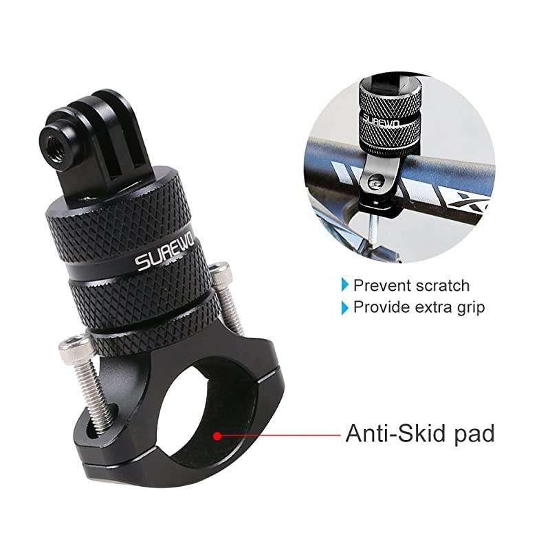 Bike Handlebar Mount360 Degrees Rotation Aluminum Bicycle Seatpost Mount Compatible with GoPro Hero 872018 6 5 Black4 Session4 Silver3+DJI Osmo ActionAKASOYICampark and More