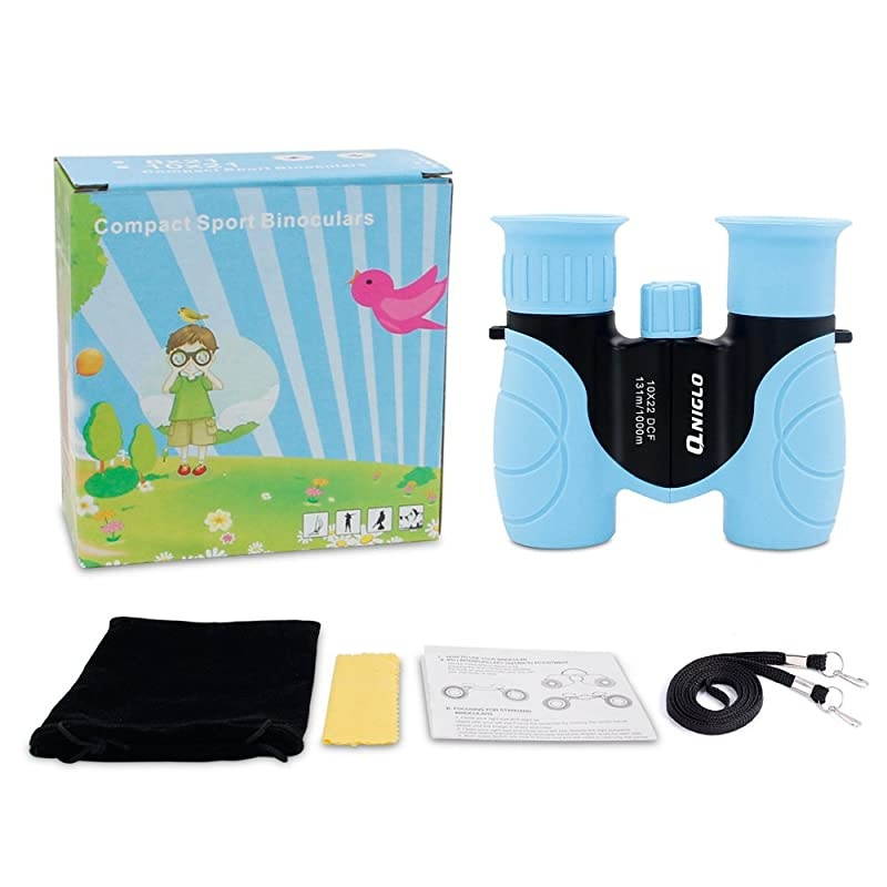 Binoculars for Kids Shockproof 10 x 22 High Resolution Real Optics Outdoor Explore Toys for Kids Children Toys Gift for Kids Blue