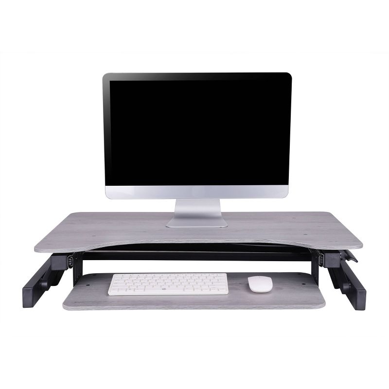 32" Adjustable Height Standing Desk Converter with Anti Fatigue Mat Bundle Gray - Rocelco
