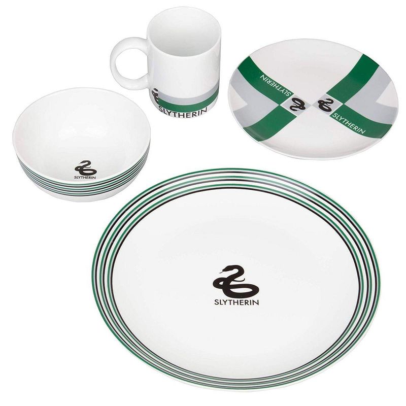 Seven20 Harry Potter 16 Piece Porcelain Dinnerware Set | Plates, Bowls Mugs | House Slytherin