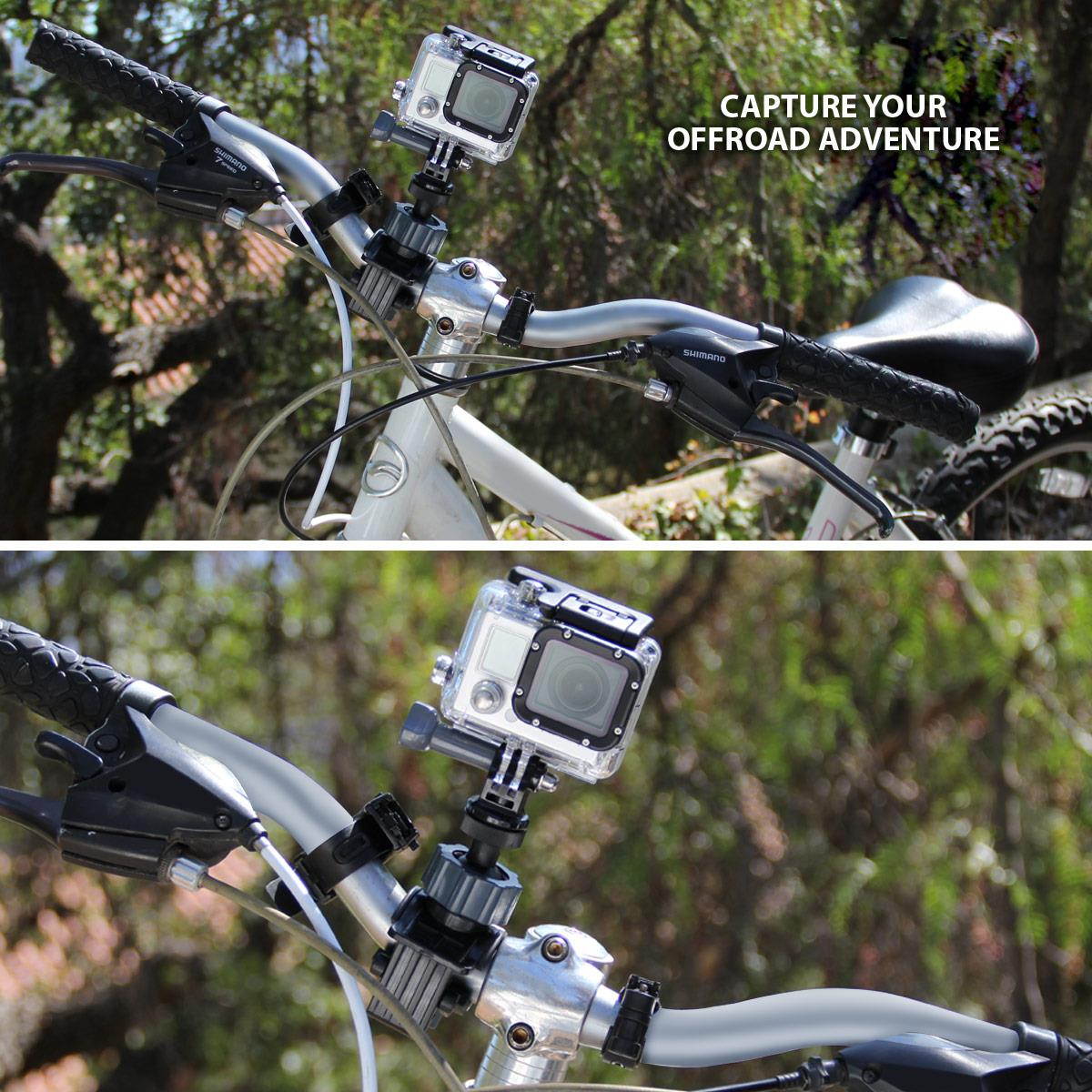Universal Compact Camera Handlebar Mounting Solution by USA Gear - Works With Canon Powershot SX710 HS , Nikon 1 J5 , Panasonic Lumix DMC-SZ10 & More