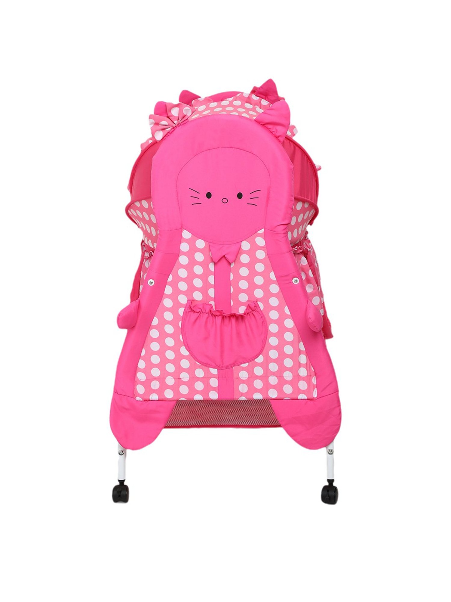 Kiddery Pink Baby Bassinet with Mosquito Protection Net (Age 0-8 Months)