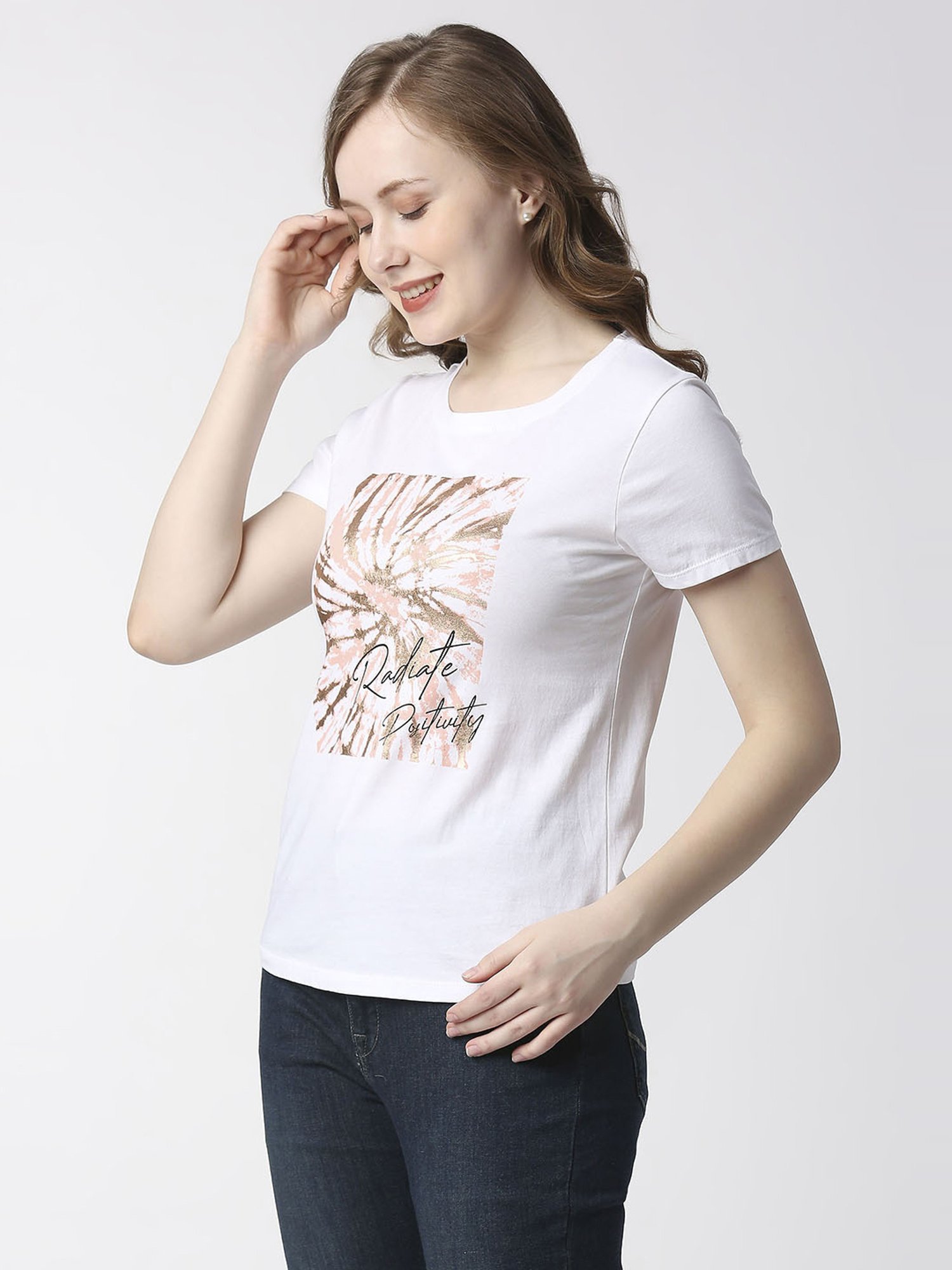 Pepe Jeans White Cotton Printed T-Shirt