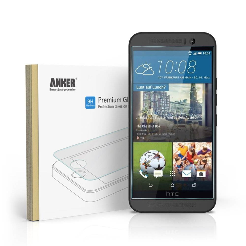 [Scratch Terminator] Anker Tempered-Glass Screen Protector for HTC One M9 (Verizon/AT&T/Sprint) Premium Crystal Clear - Industry-High 9H Hardness