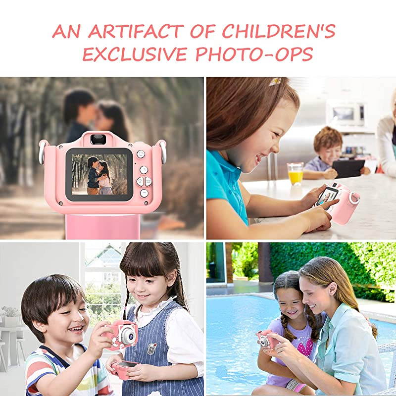 Camera for Girls Digital Dual Camera 20 Inches Screen 1080P Video Camcorder AntiDrop Children Selfie Cartoon Camera for Age 312 Years 32GB Memory Card Included