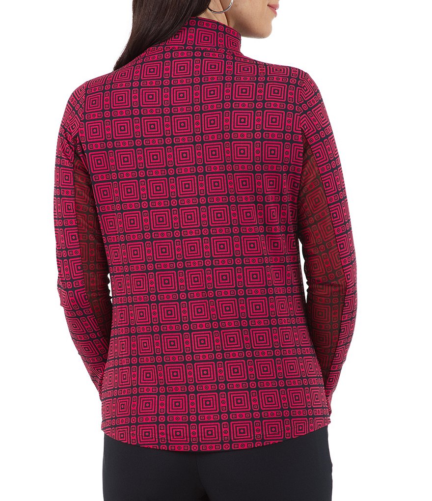 IBKUL Pricilla Print Long Sleeve Mock Neck Top