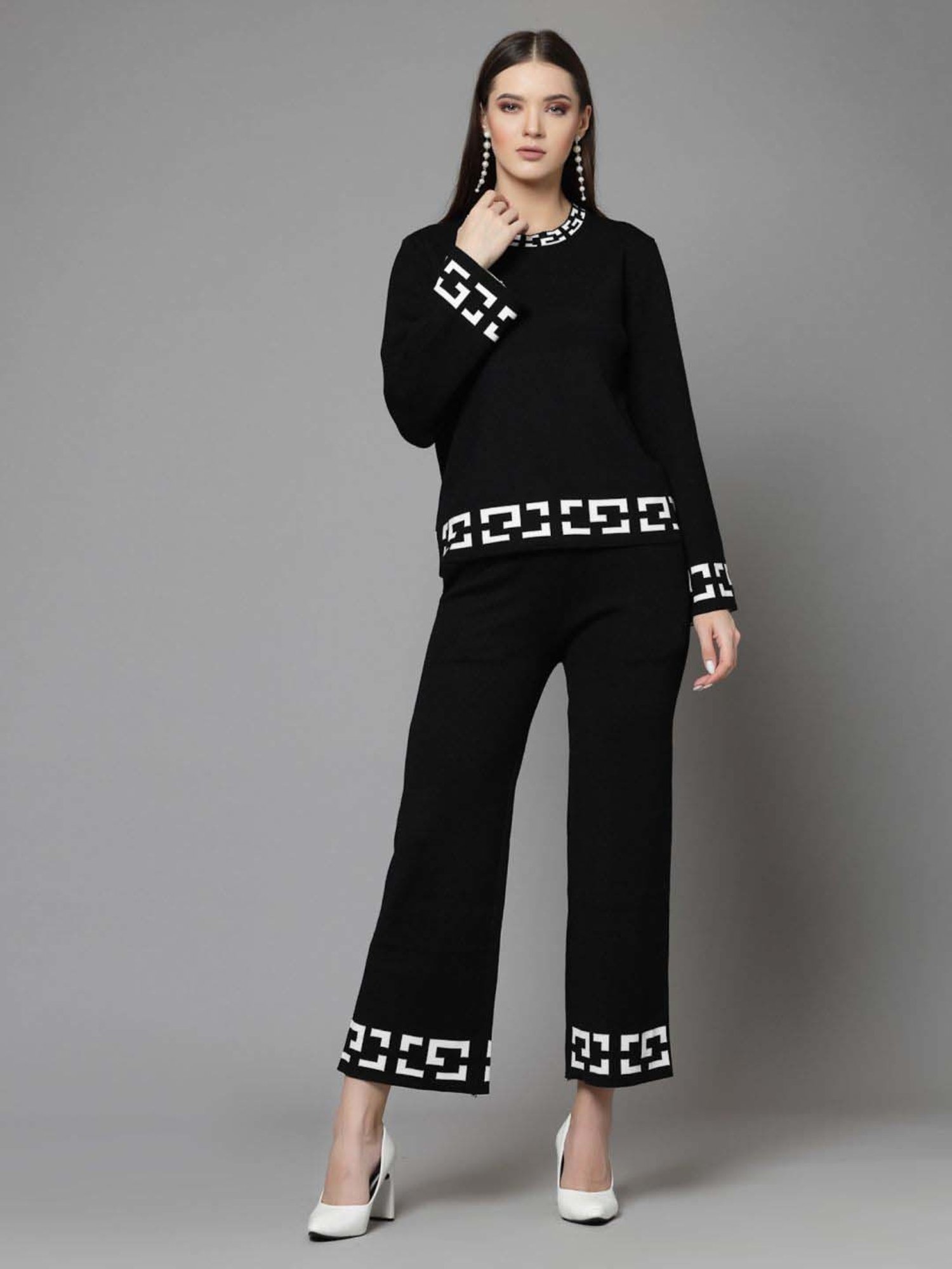 Mafadeny Black Printed T-Shirt Pants Set