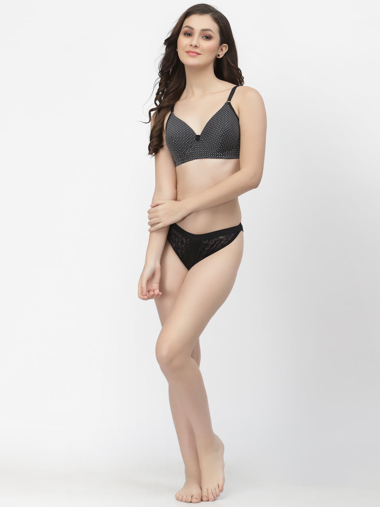 Cukoo Black Printed Full Coverage Padded Everyday Bra