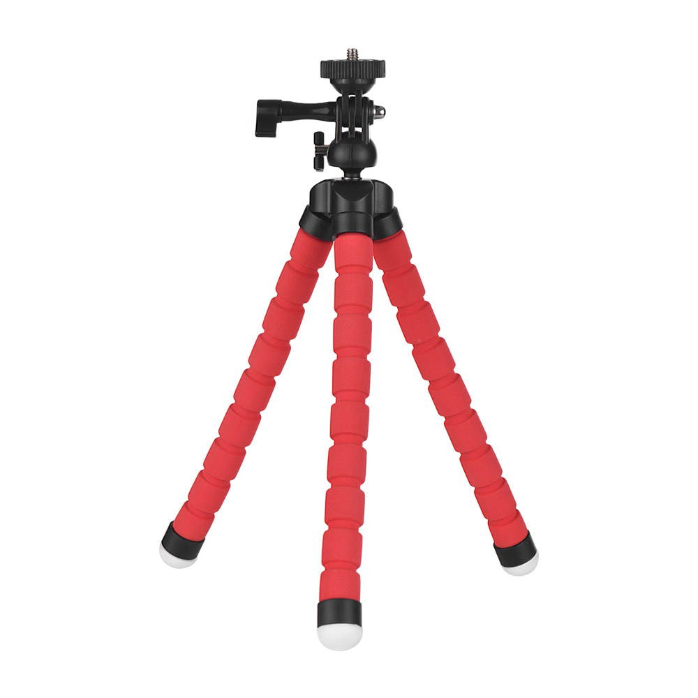 Flexible Sponge Octopus Tripod Stand Holder with Smartphone Clip 1/4 Inch Screw 360 Degree Rotation for iPhone Huawei Samsung GoPro Camera Video Camera