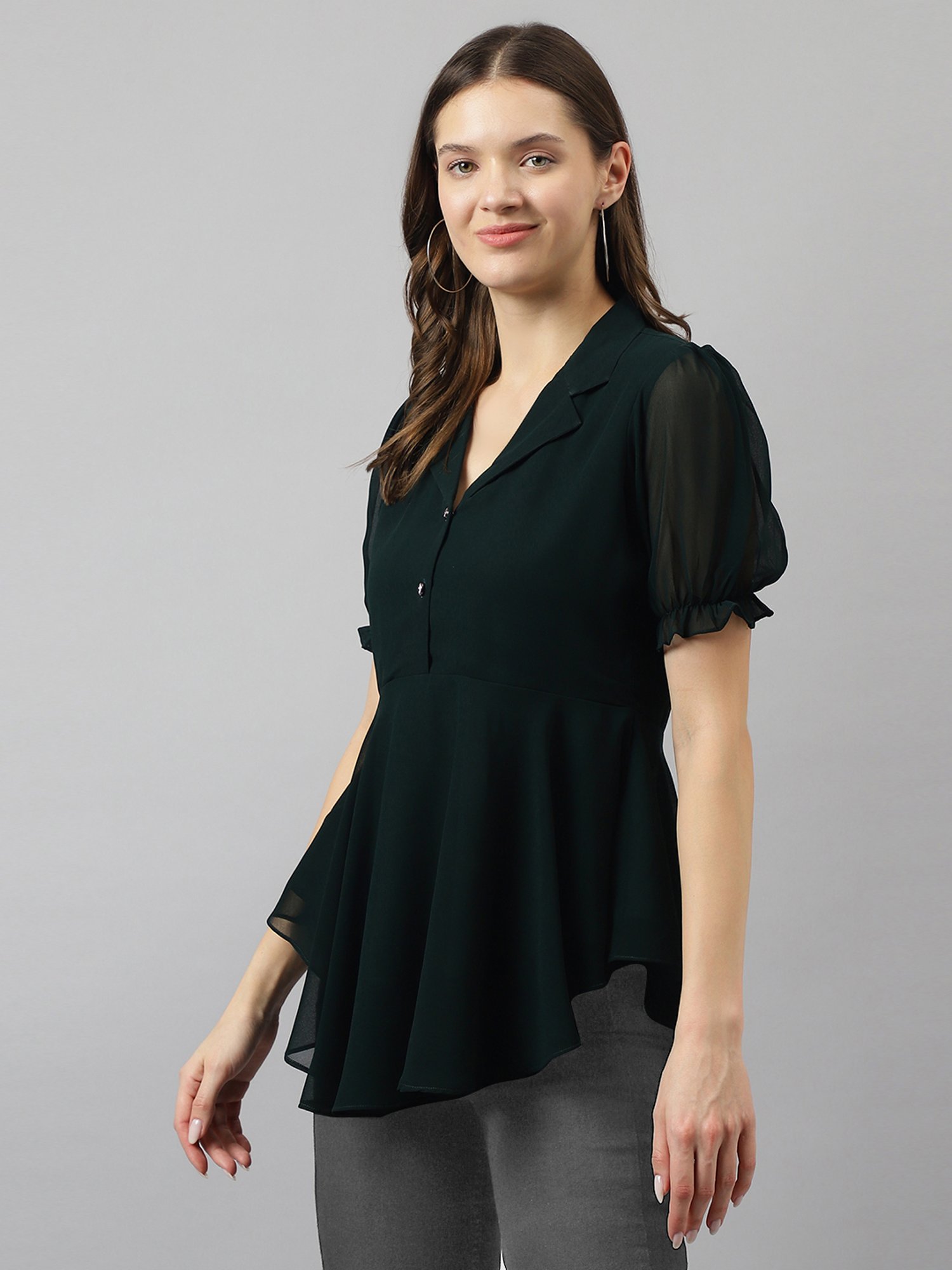 KERI PERRY Dark Green Regular Fit Top