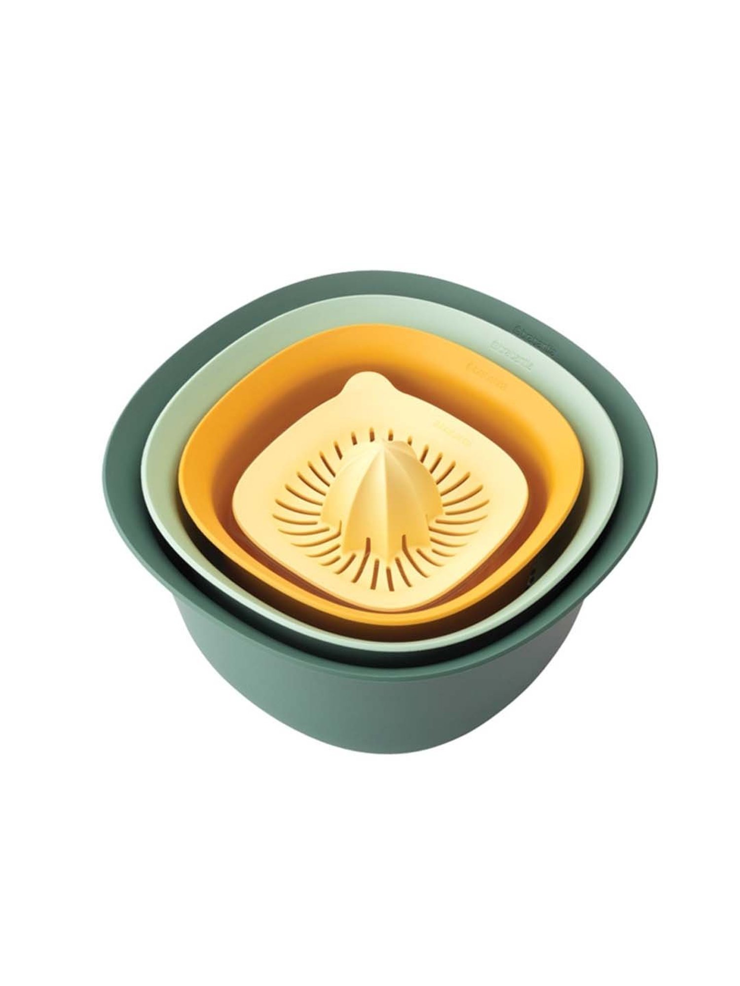 BRABANTIA Green & Yellow Plastic 4 Piece Mixing Bowl Set