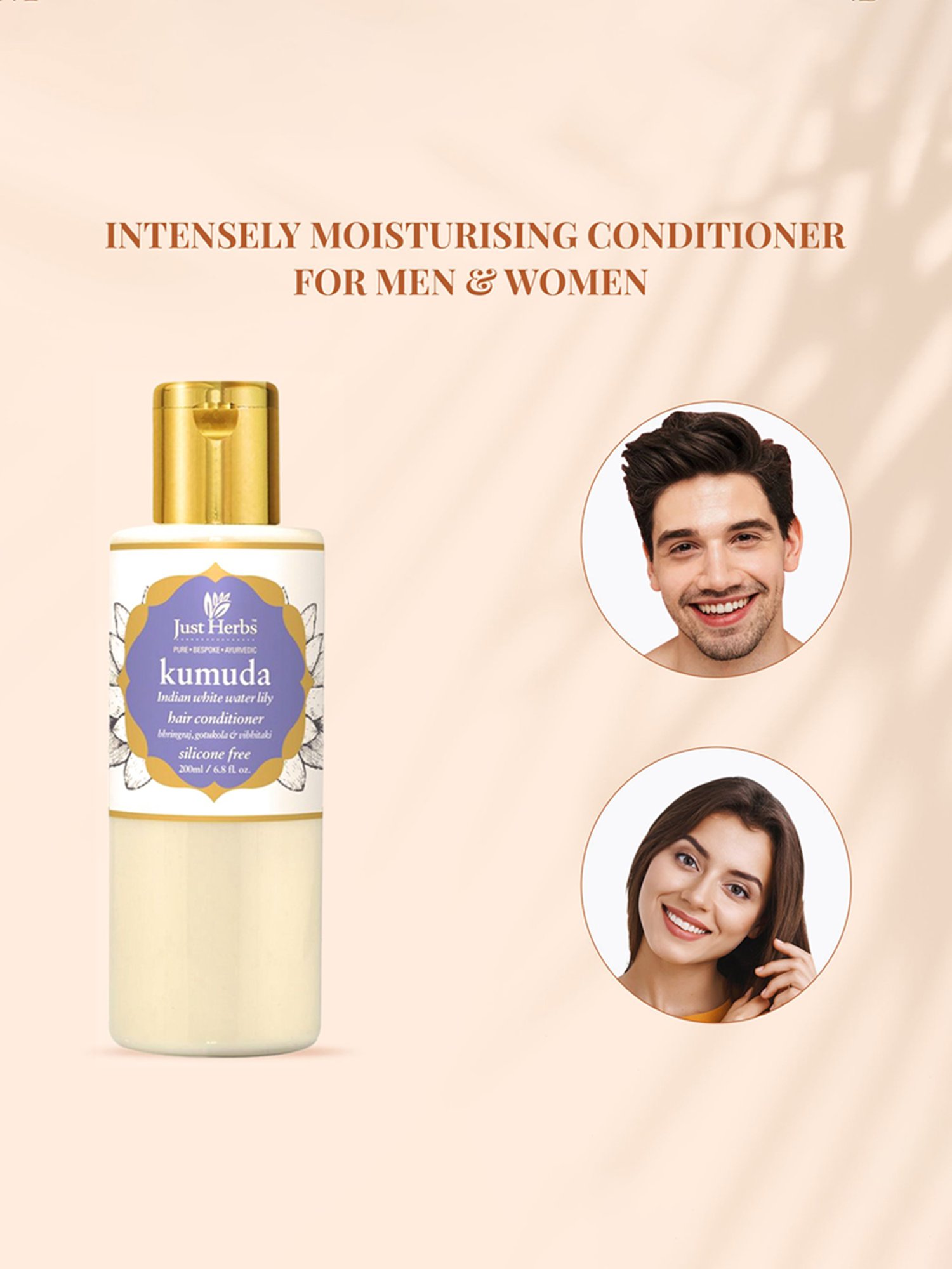 JUST HERBS Kumuda Indian White Water Lily Silicone Free Hair Conditioner - 200 ml