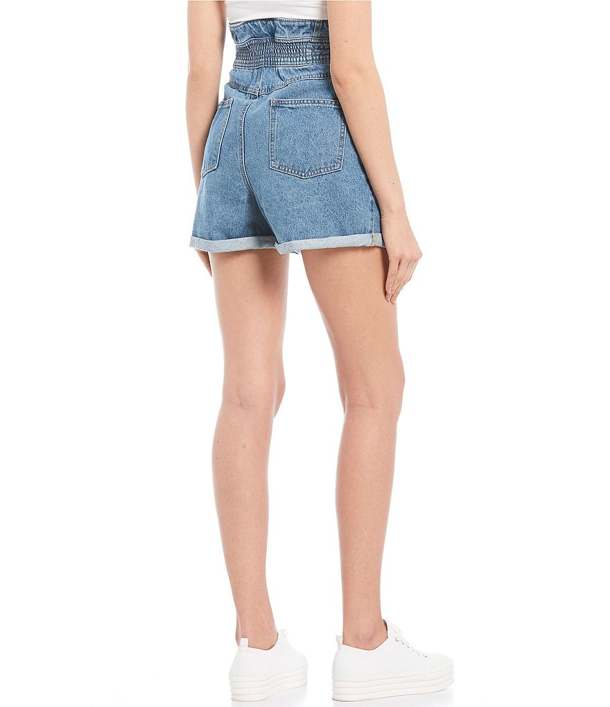 GB High Rise Pleated Denim Shorts