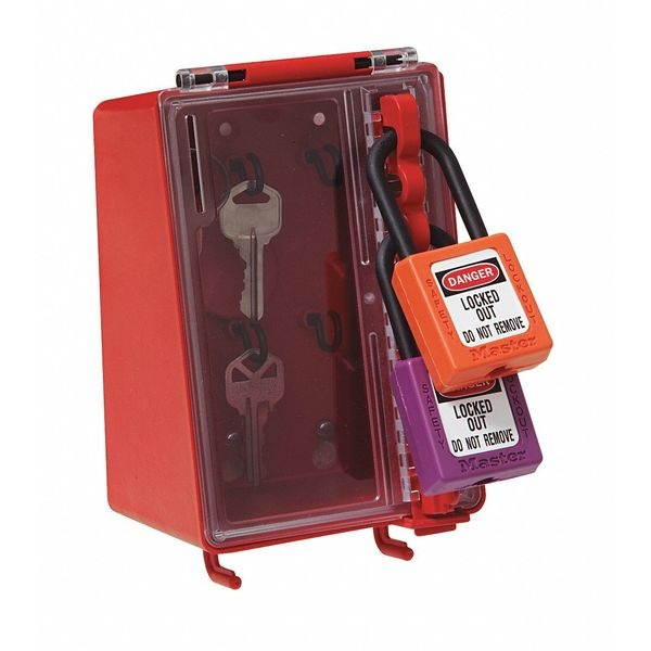 Group Lockout Box, 8 Locks Max, Red