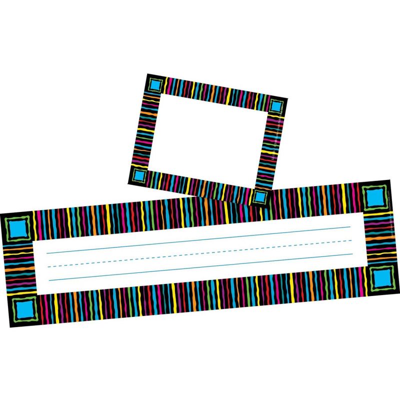 Barker Creek 81pc Neon Stripes Nametag and Name Plate Set