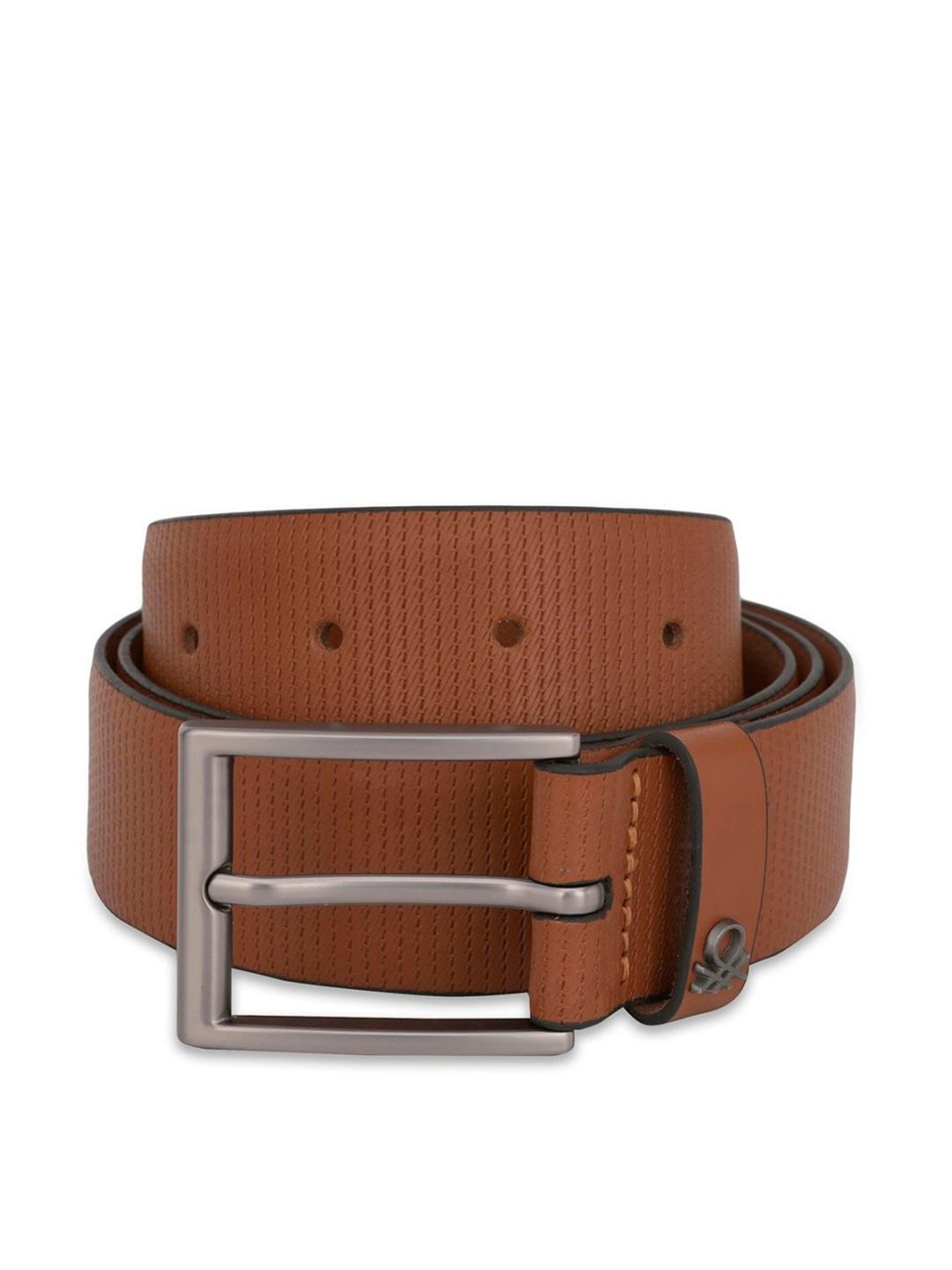 United Colors of Benetton Carcetti Tan Leather Textured Waist Belt