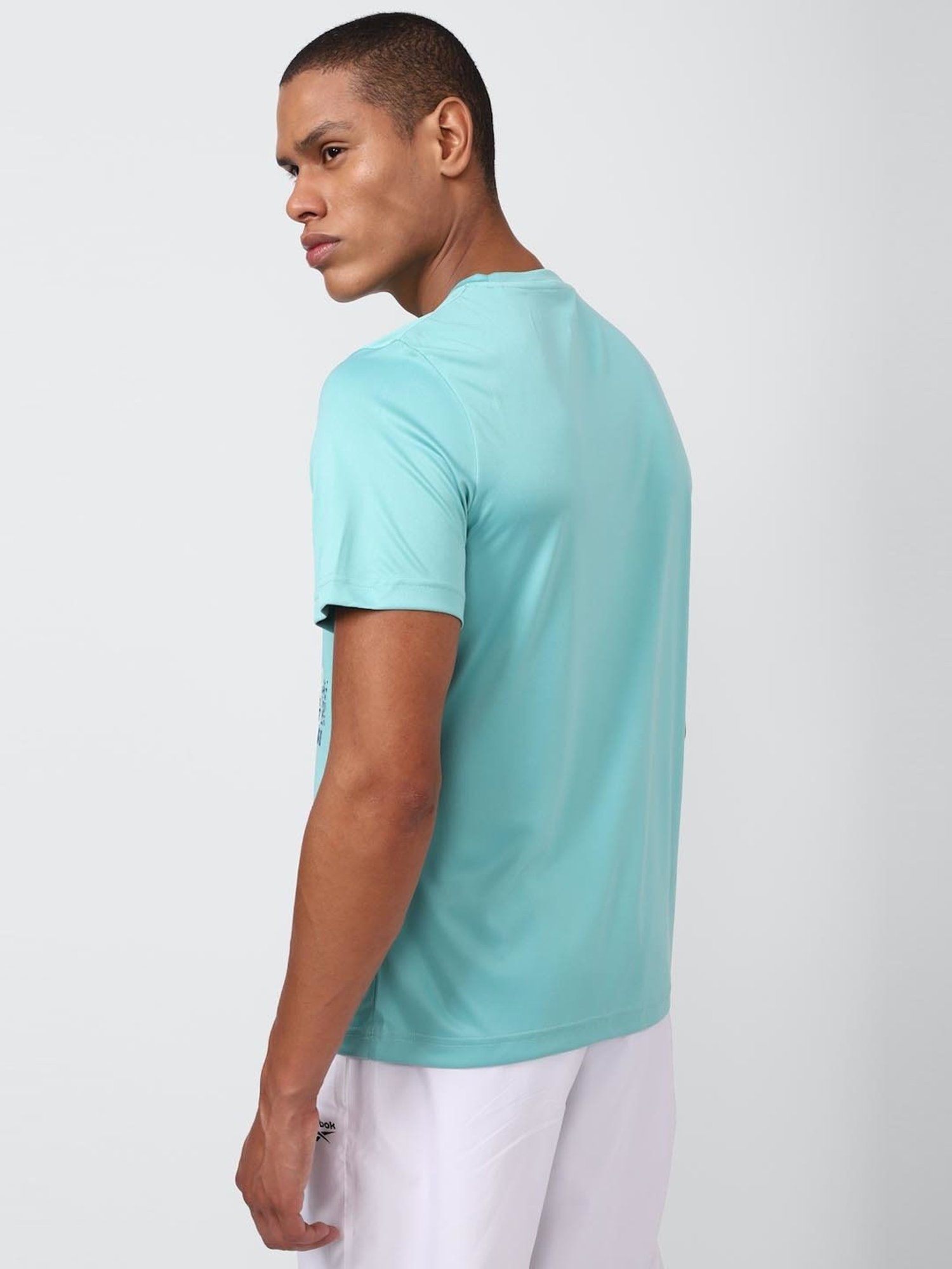 Reebok Blue Slim Fit Printed T-Shirt