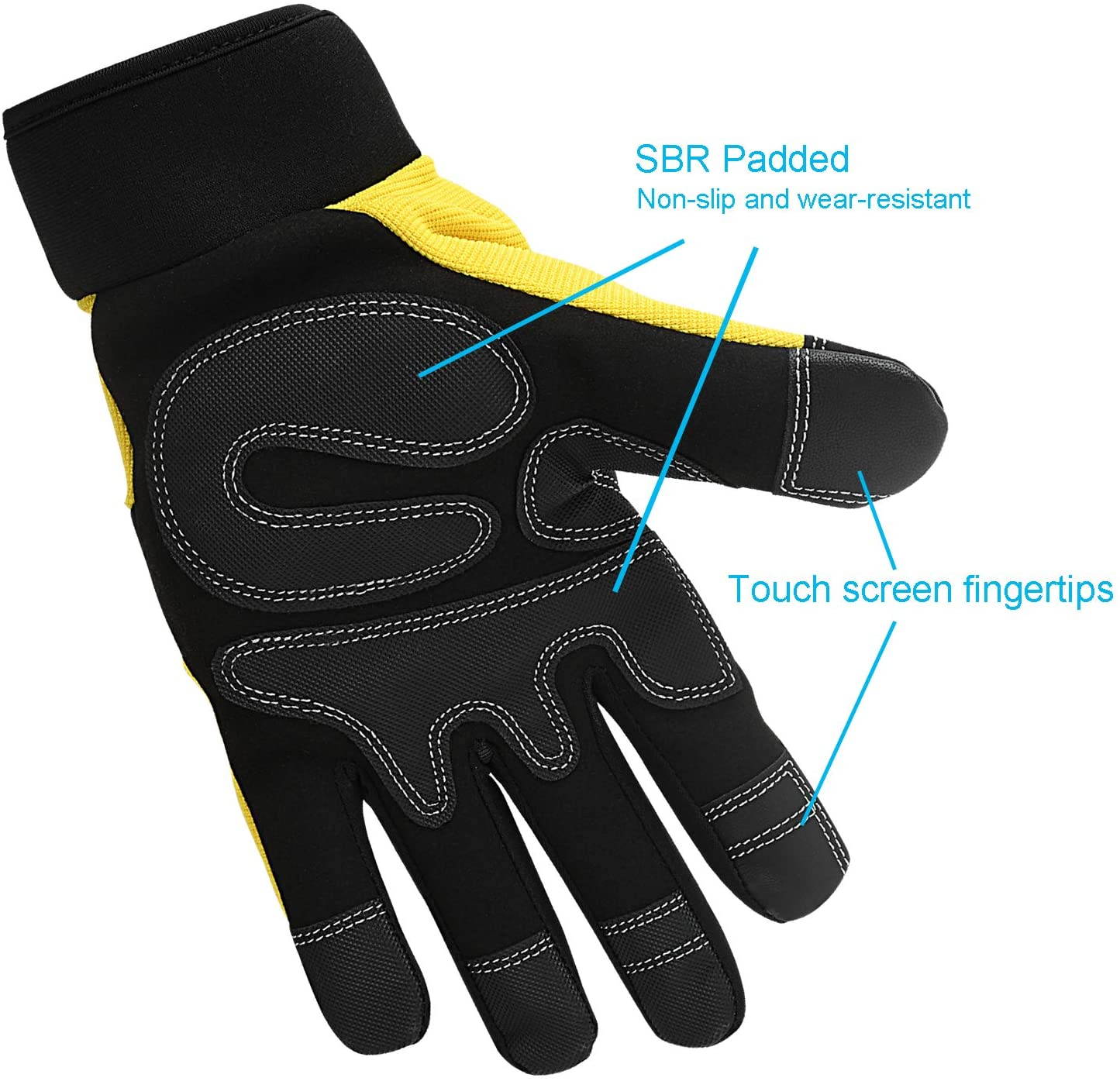 Safety Work Gloves - Breathable & Flexible Gardening Work Gloves for Garden, Yard, Mechanic, Welding (Black,Large)