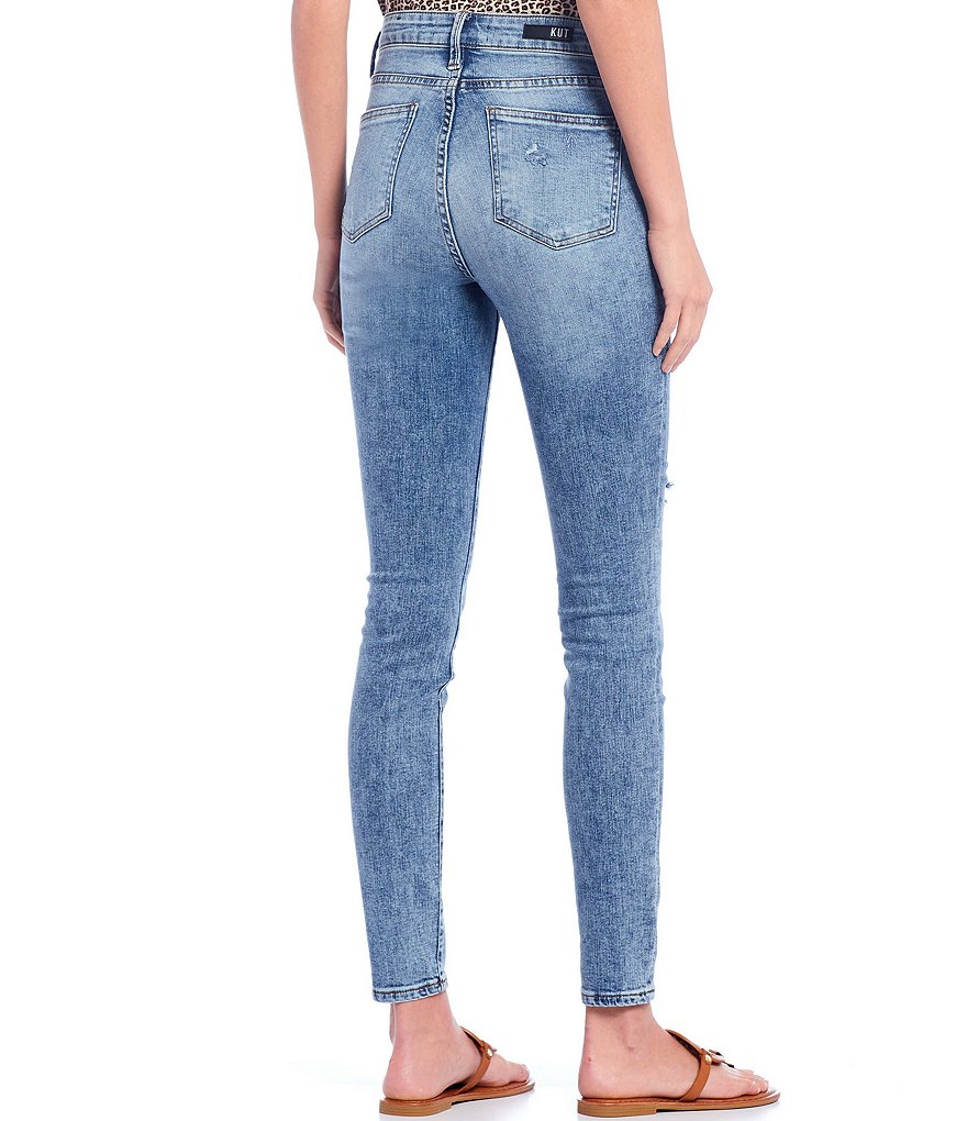 KUT from the Kloth Mia High Rise Toothpick Slight Destruction Detail Skinny Jeans