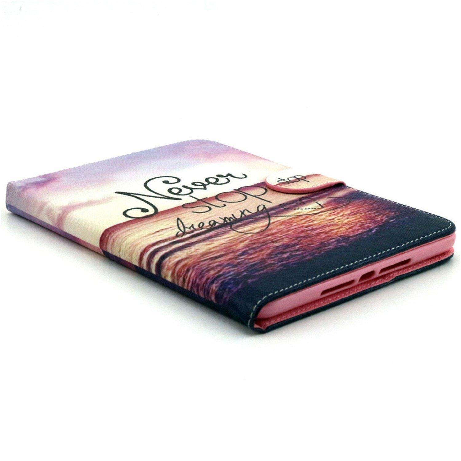 iPad Mini Case, iPad Mini 2/3 Case, Dteck(TM) Cartoon Cute Flip Folio Stand PU Leather Case with Cards Slots Full Body Protective Magnetic Cover for Apple iPad Mini 3 2 1 (01 Never Stop)