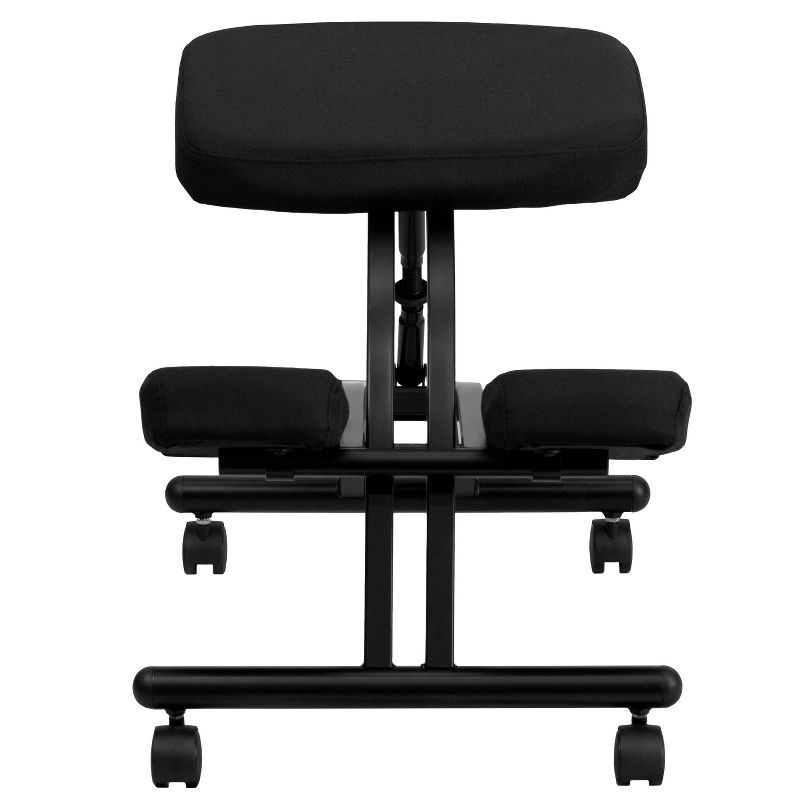 Mobile Ergonomic Kneeling Chair in Black Fabric - Belnick