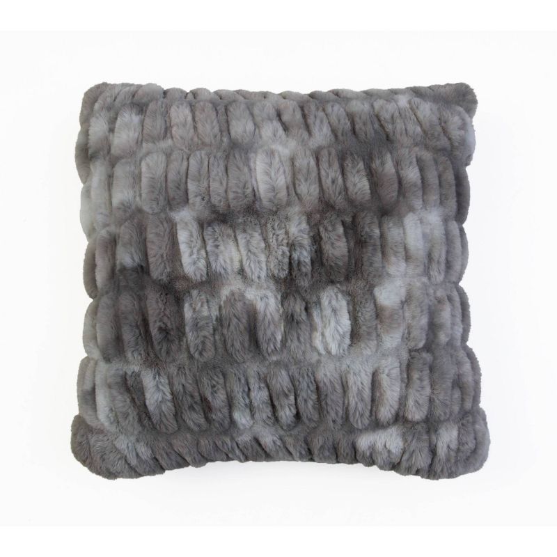 20"x20" Walter Sculpted Faux Fur Pillow Gray - Décor Therapy